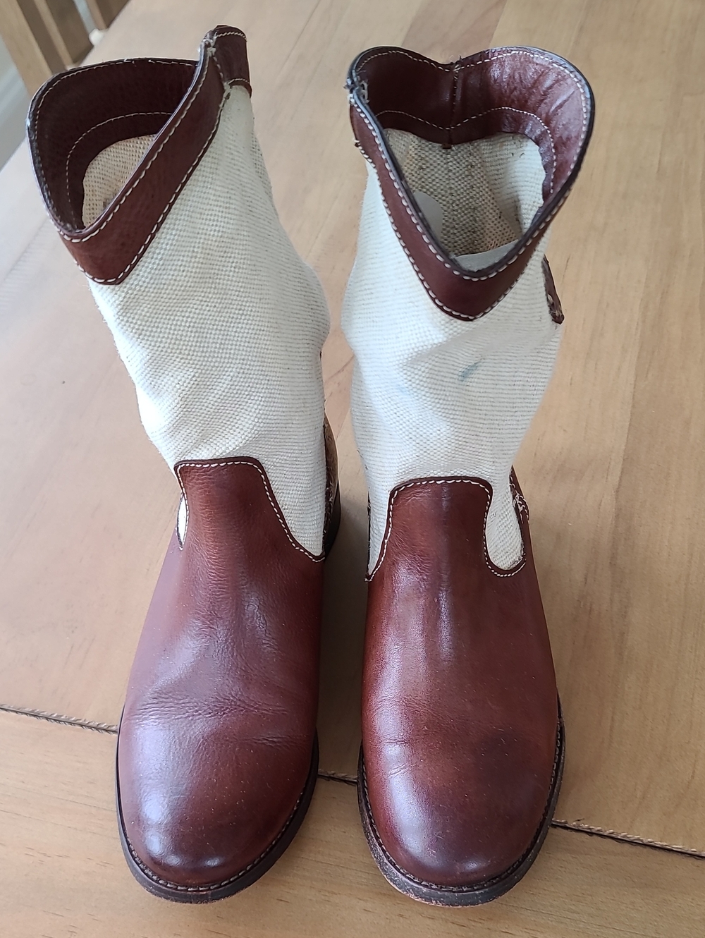 Frye Canvas & Leather Short Pull On Boots